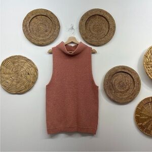 Free People Pink Mock Neck Knit Oversized Sleeveless Sweater Vest Tank Small